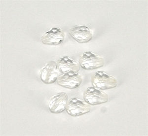 Klare  glasdråber med facet, 5 x9 mm, 10 stk.